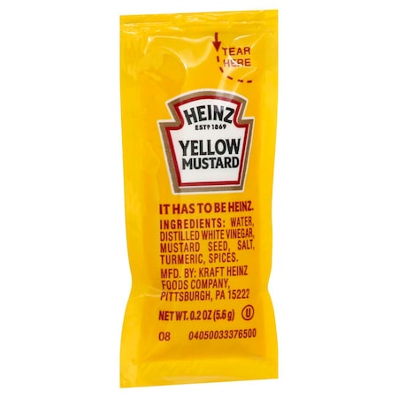 Heinz Mild Single Serve Mustard .2 oz., PK500 PK500 10013000530504